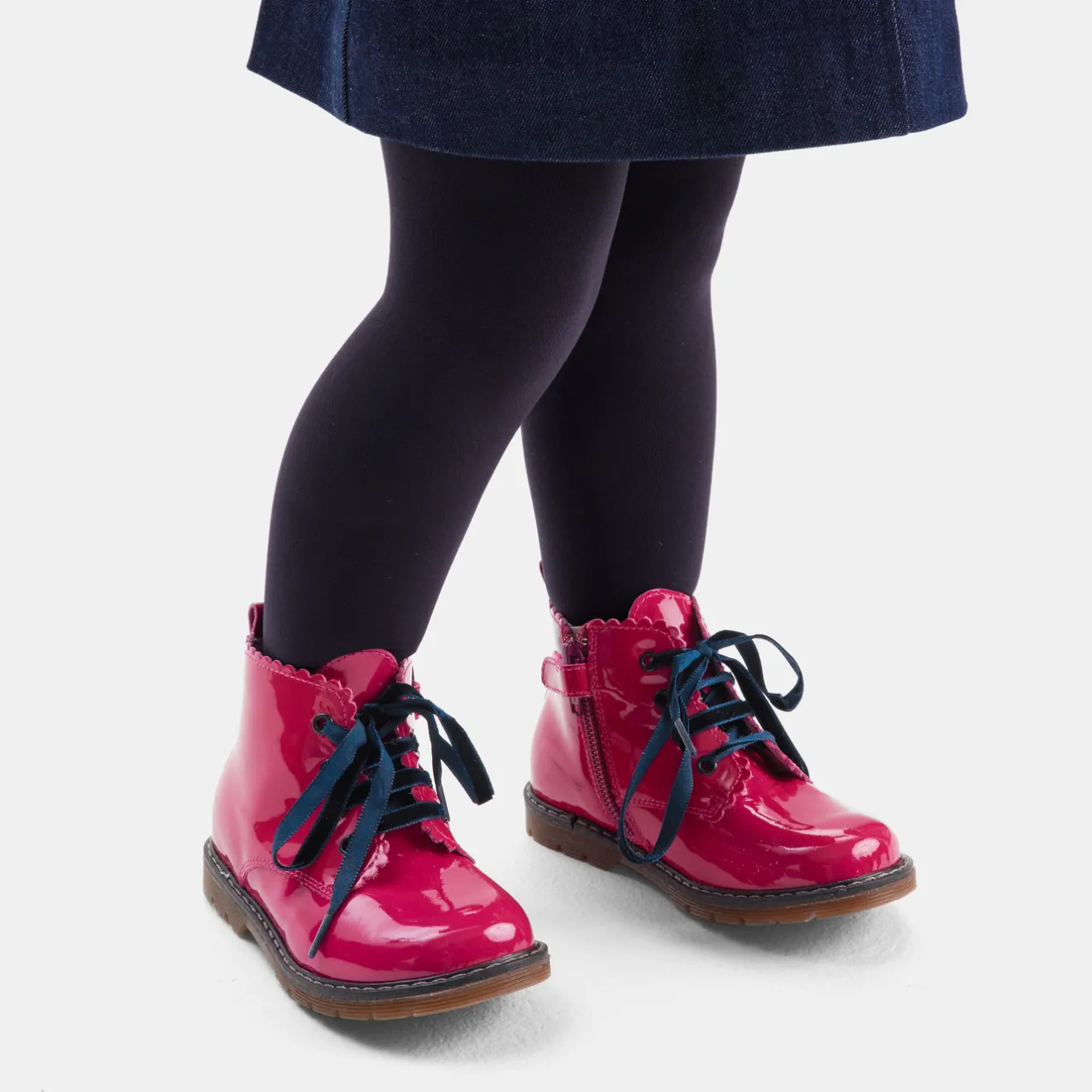 Jacadi Ankle & Lined Boots|Baby girl smooth leather booties Fuchsia