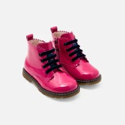 Jacadi Ankle & Lined Boots|Baby girl smooth leather booties Fuchsia