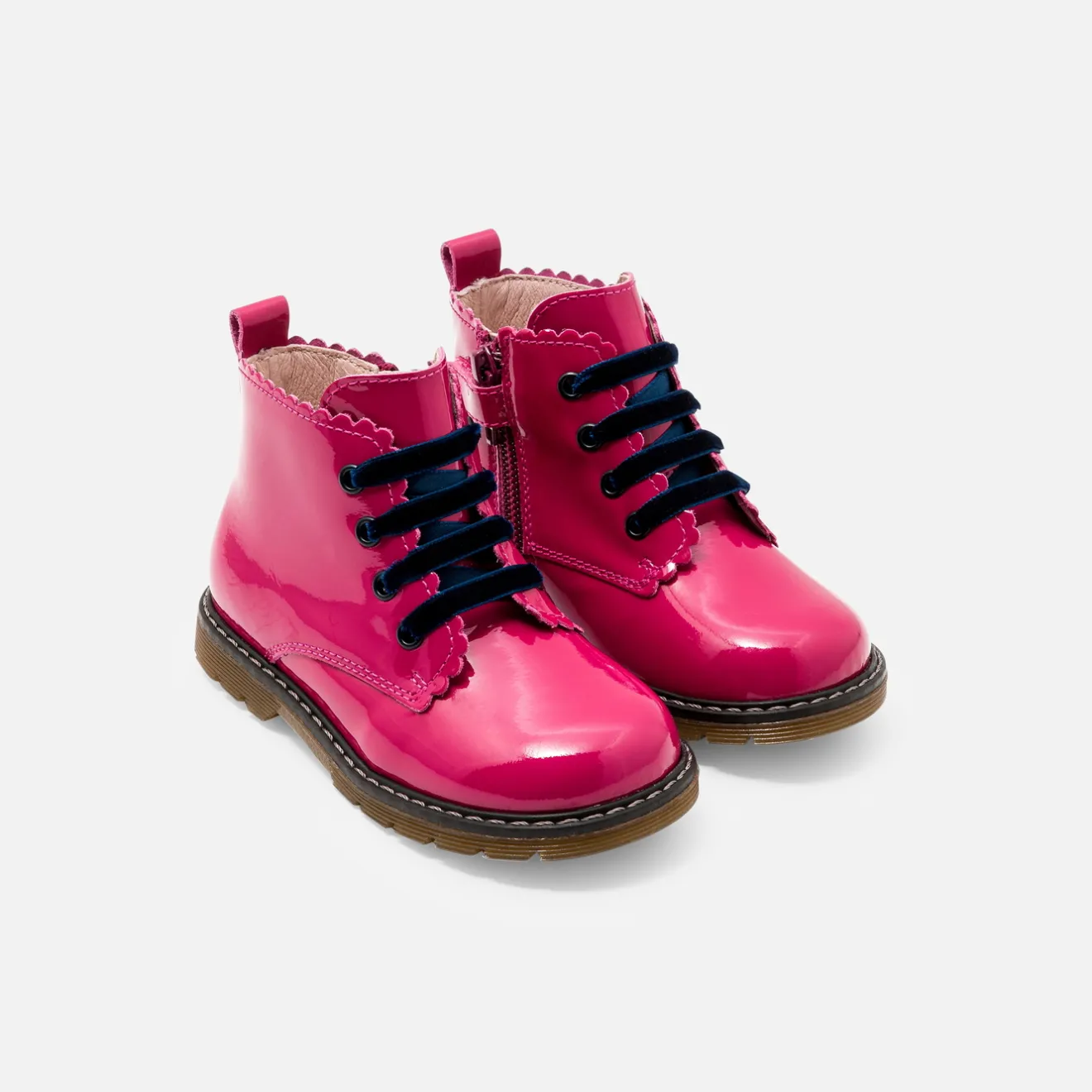 Jacadi Ankle & Lined Boots|Baby girl smooth leather booties Fuchsia