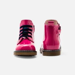 Jacadi Ankle & Lined Boots|Baby girl smooth leather booties Fuchsia