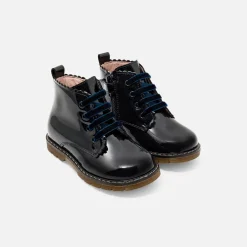 Jacadi Ankle & Lined Boots|Baby girl smooth leather booties Jacadi Navy