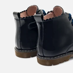 Jacadi Ankle & Lined Boots|Baby girl smooth leather booties Jacadi Navy