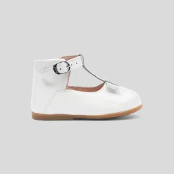 Jacadi Mary Janes, T-Straps And Ballet Flats|Baby girl smooth leather t-bar shoes Jacadi White