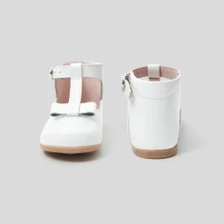 Jacadi Mary Janes, T-Straps And Ballet Flats|Baby girl smooth leather t-bar shoes Jacadi White