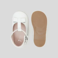Jacadi Mary Janes, T-Straps And Ballet Flats|Baby girl smooth leather t-bar shoes Jacadi White