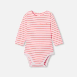 Jacadi Bodysuits|Baby girl striped bodysuit Pink/Multicolour