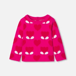 Jacadi Cardigans, Sweaters And Sweatshirts|Baby girl sweater in jacquard knit Pink/Multicolour