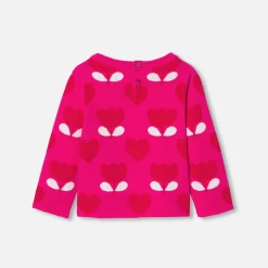 Jacadi Cardigans, Sweaters And Sweatshirts|Baby girl sweater in jacquard knit Pink/Multicolour