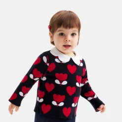 Jacadi Cardigans, Sweaters And Sweatshirts|Baby girl sweater in jacquard knit Navy/Multicolour