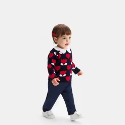 Jacadi Cardigans, Sweaters And Sweatshirts|Baby girl sweater in jacquard knit Navy/Multicolour