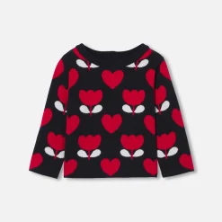 Jacadi Cardigans, Sweaters And Sweatshirts|Baby girl sweater in jacquard knit Navy/Multicolour