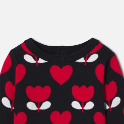 Jacadi Cardigans, Sweaters And Sweatshirts|Baby girl sweater in jacquard knit Navy/Multicolour