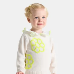 Jacadi Cardigans, Sweaters And Sweatshirts|Baby girl sweater with embroidered flowers Jacadi soft white