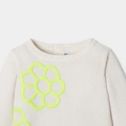 Jacadi Cardigans, Sweaters And Sweatshirts|Baby girl sweater with embroidered flowers Jacadi soft white