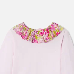 Jacadi Polos And T-Shirts|Baby girl T-shirt with a Liberty fabric collar Jacadi Powder Pink