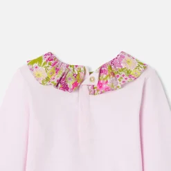 Jacadi Polos And T-Shirts|Baby girl T-shirt with a Liberty fabric collar Jacadi Powder Pink