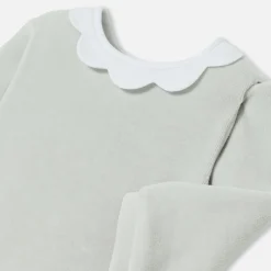 Jacadi Pajamas|Baby girl velvet pajamas Grey