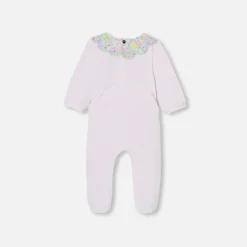 Jacadi Pajamas|Baby girl velvet pajamas Jacadi pale Pink