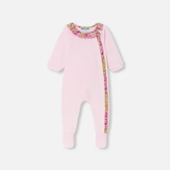 Jacadi Pajamas|Baby girl velvet pajamas Pale Pink