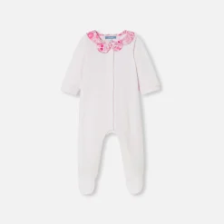 Jacadi Pajamas|Baby girl velvet pajamas Jacadi pale Pink