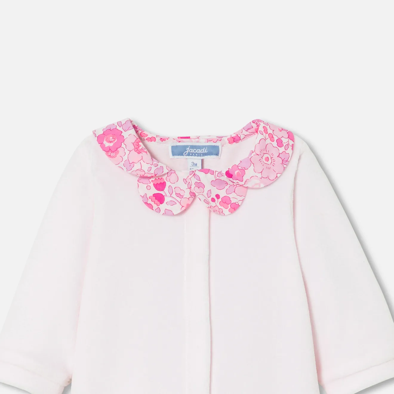 Jacadi Pajamas|Baby girl velvet pajamas Jacadi pale Pink