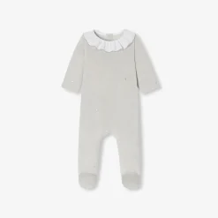 Jacadi Pajamas|Baby girl velvet pajamas Grey/Multicolour