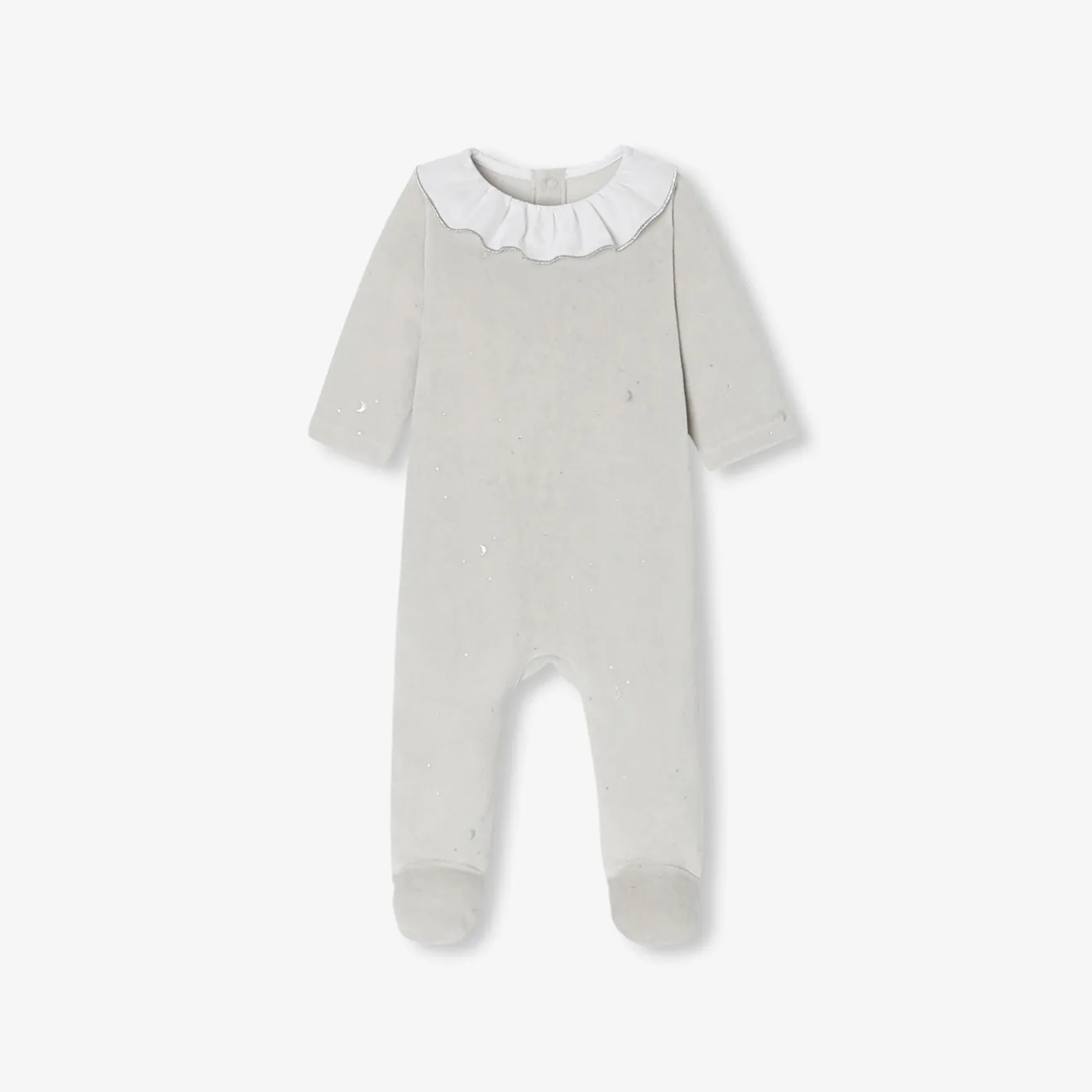 Jacadi Pajamas|Baby girl velvet pajamas Grey/Multicolour