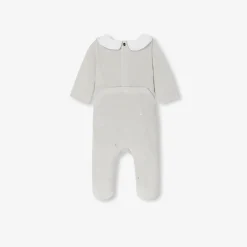 Jacadi Pajamas|Baby girl velvet pajamas Grey/Multicolour