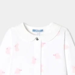 Jacadi Pajamas|Baby girl velvet pajamas with bunny pattern White/Pink