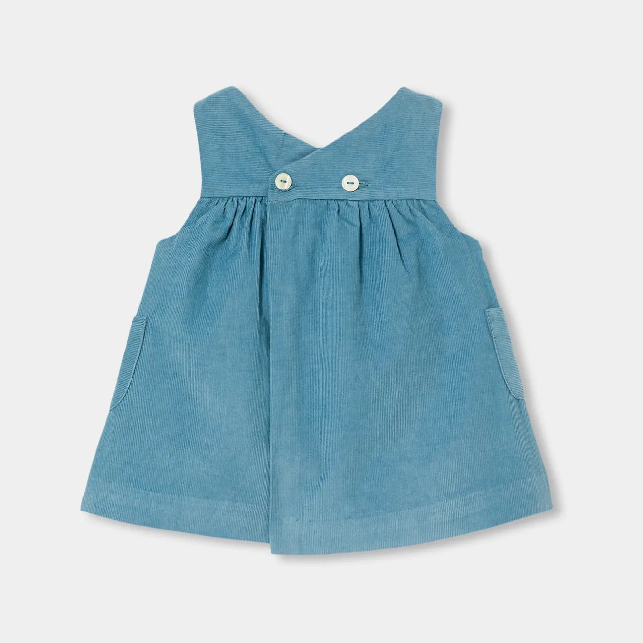 Jacadi Dresses|Baby girl velvet pinafore dress Baltic