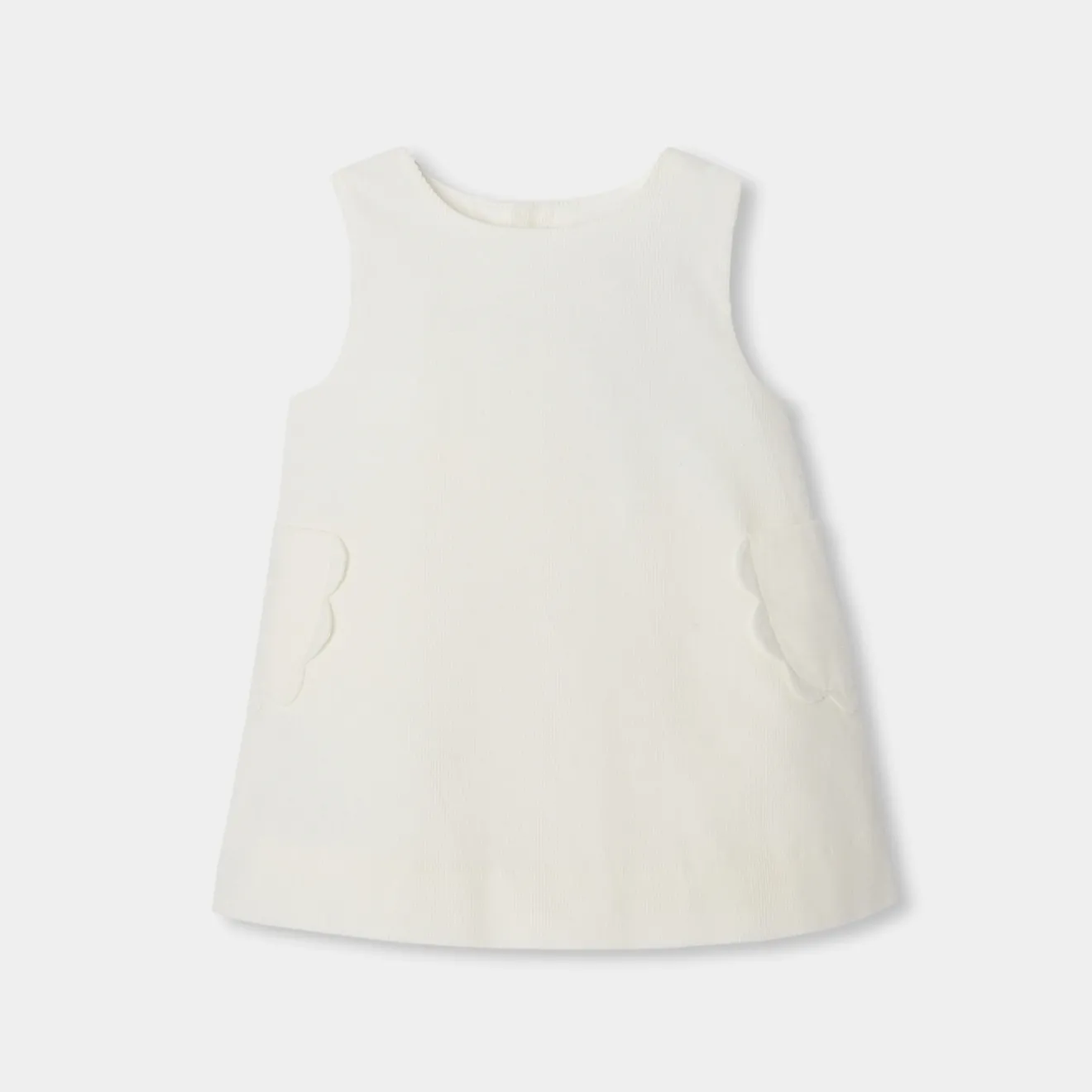 Jacadi Dresses|Baby girl velvet pinafore dress Jacadi soft white