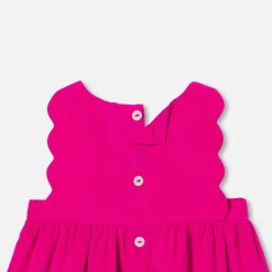 Jacadi Dresses|Baby girl velvet pinafore dress Raspberry
