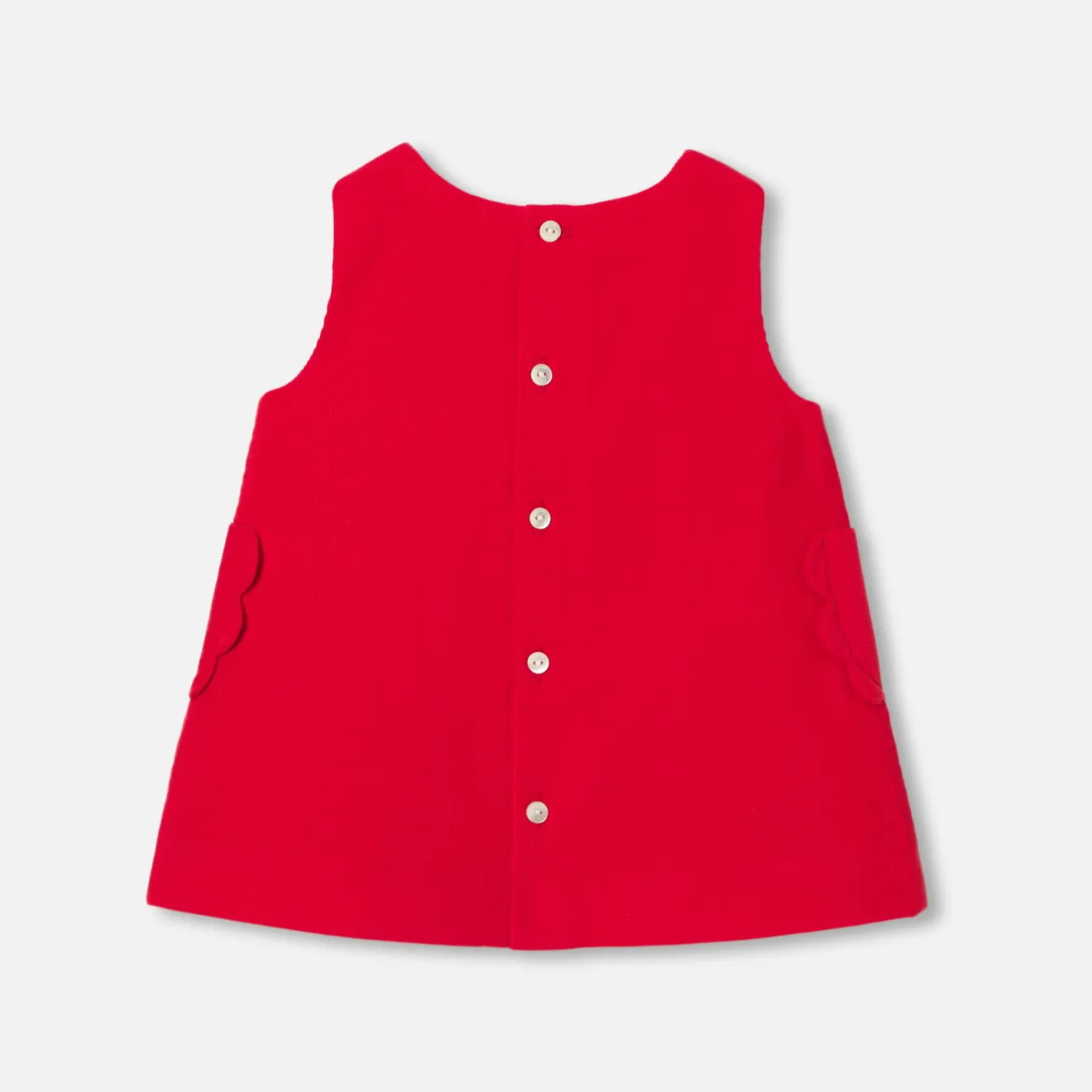 Jacadi Dresses|Baby girl velvet pinafore dress Tomato red