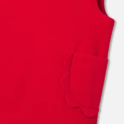 Jacadi Dresses|Baby girl velvet pinafore dress Tomato red