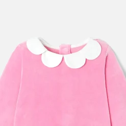 Jacadi Pajamas|Baby girl velvet pyjamas Tea Pink