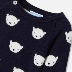 Jacadi Bloomers, Overalls And Sets|Baby jersey knit set Navy/Cream