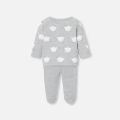 Jacadi Bloomers, Overalls And Sets|Baby jersey knit set Grey/Cream