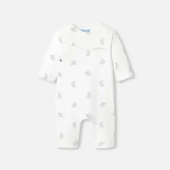 Jacadi Bloomers, Overalls And Sets|Baby jumpsuit in wadded jersey White/Grey
