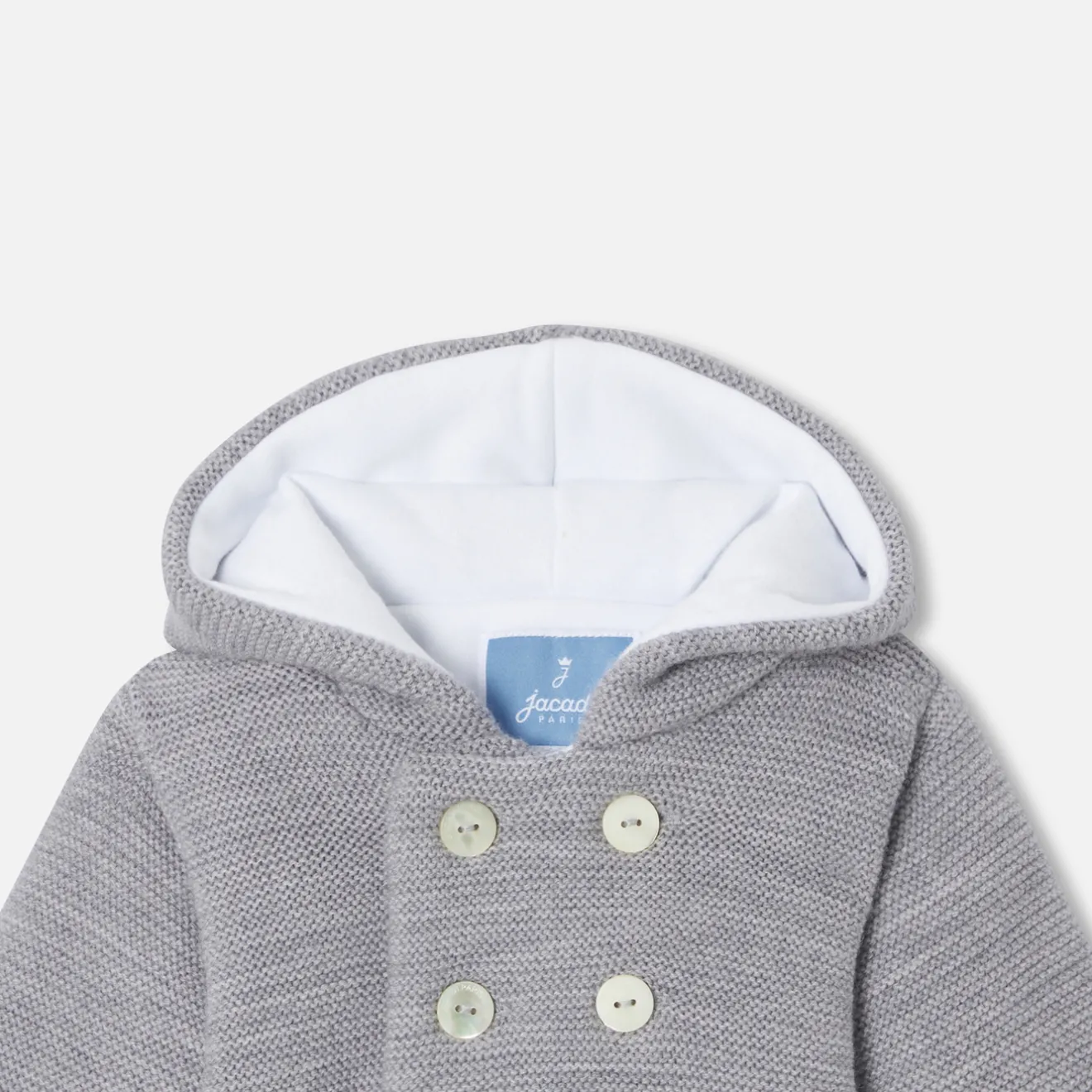 Jacadi Coats And Outerwear|Coats And Outerwear|Baby knitted burnous jacket Jacadi light Heather Grey