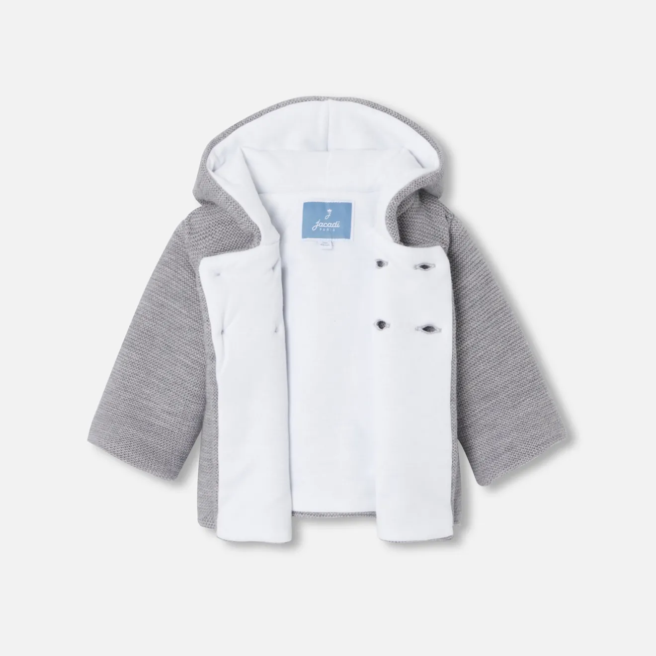 Jacadi Coats And Outerwear|Coats And Outerwear|Baby knitted burnous jacket Jacadi light Heather Grey