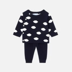 Jacadi Bloomers, Overalls And Sets|Baby set in jersey knit Navy/Cream