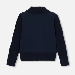 Jacadi Sweaters, Sweatshirts And Cardigans|Boy bi-material cardigan Jacadi Navy