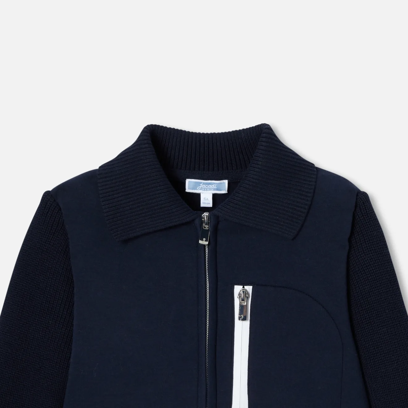 Jacadi Sweaters, Sweatshirts And Cardigans|Boy bi-material cardigan Jacadi Navy