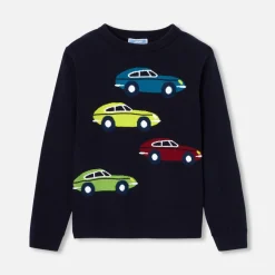 Jacadi Sweaters, Sweatshirts And Cardigans|Boy car intarsia sweater Jacadi Navy