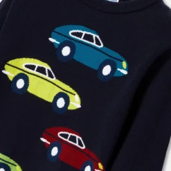 Jacadi Sweaters, Sweatshirts And Cardigans|Boy car intarsia sweater Jacadi Navy