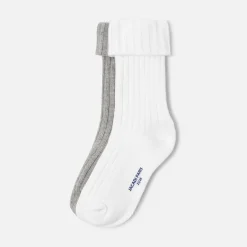 Jacadi Socks And Booties|Accessories|Boy duo of socks White/Grey