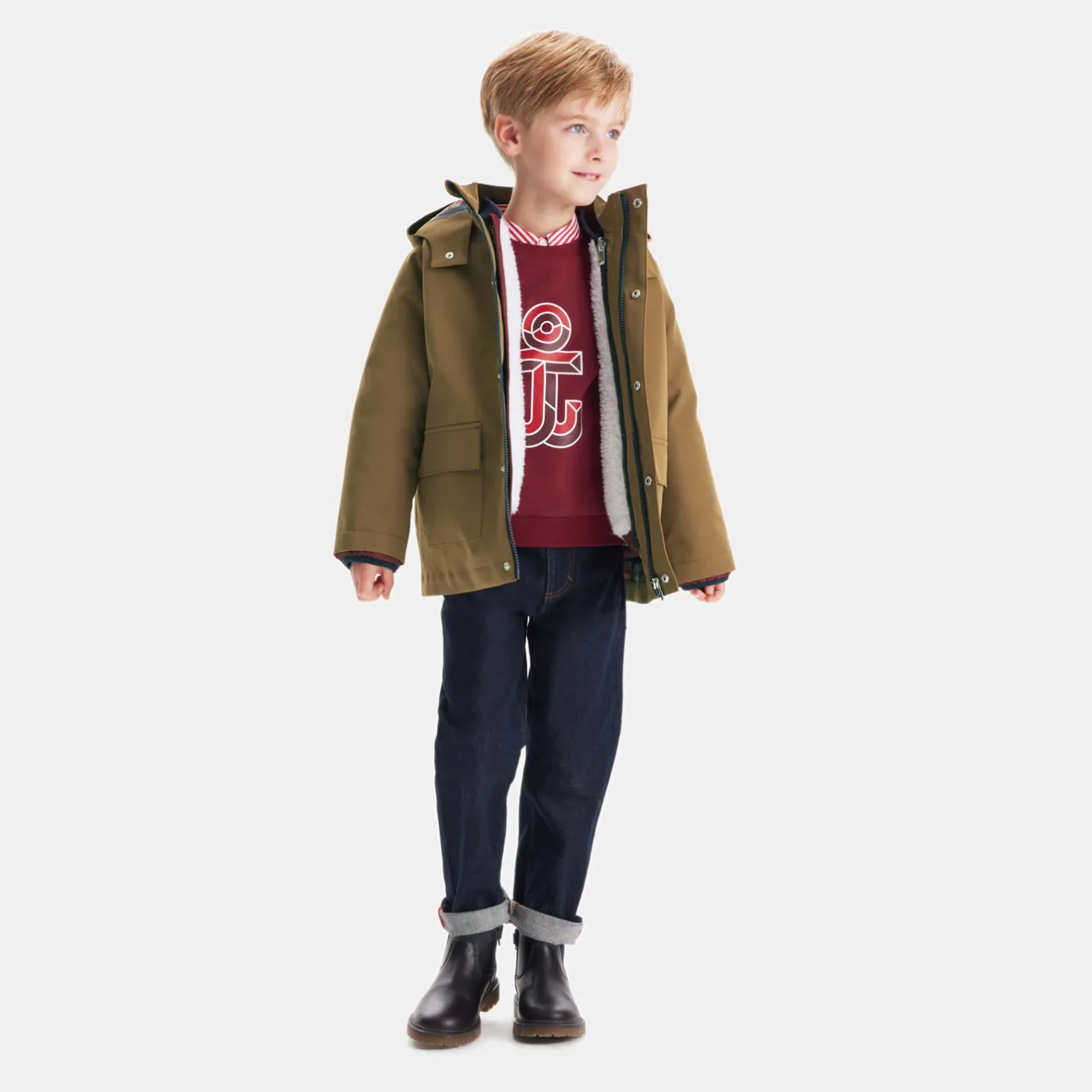 Jacadi Coats And Outerwear|Boy Coats & Puffer Jackets|Boy 3-in-1 parka Clay