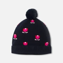 Jacadi Accessories|Winter Accessories|Girl beanie with microfleece lining Navy/Multicolour