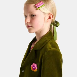 Jacadi Coats And Outerwear|Girl Coats & Puffer Jackets|Girl blazer in smooth velvet Olive green