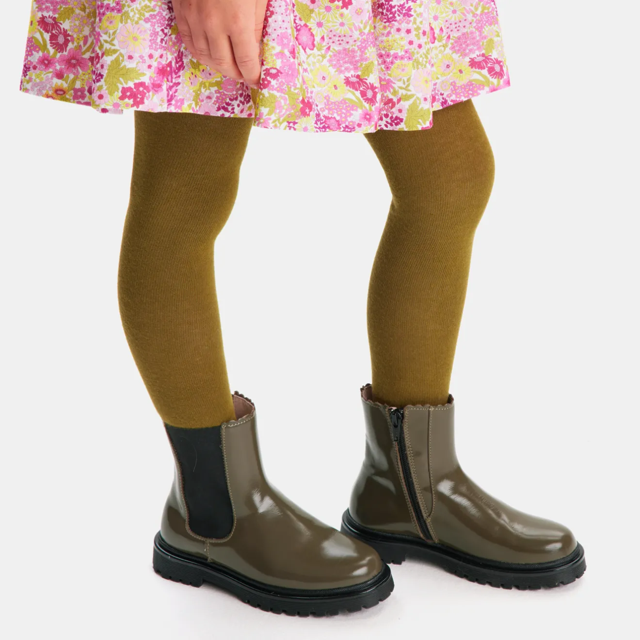 Jacadi Ankle & Lined Boots|Girl Chelsea boots in smooth leather Khaki